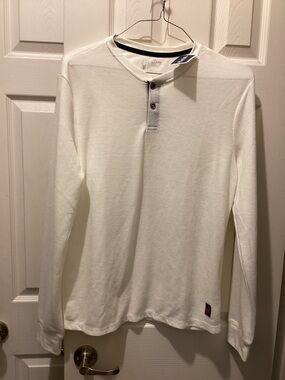 Spyder White Long Sleeve Henley Shirt